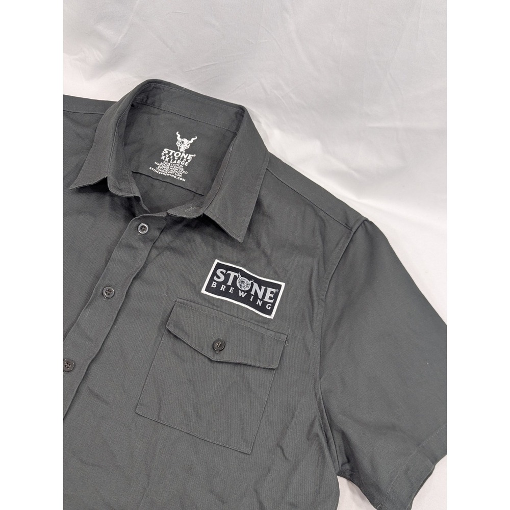 Stone Brewing Heavy Canvas 2XL Button Front Brewmaster Shirt‎ Heavy Green Mens